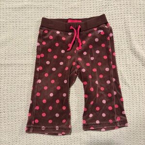 y2k GAP Brown sweats with Pink Polka Dots